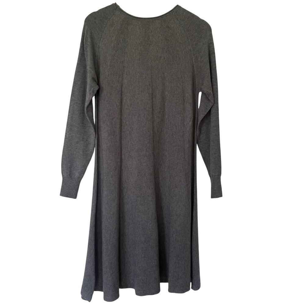 Joseph Ribkoff Gray Studded Knit Sweater Dress Med Fit & Flare Long Sleeve Party - Picture 6 of 10